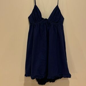 Sky to Moon Navy Babydoll Mini Dress with Open Back - Size Large